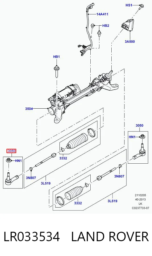 Купить Рулевой наконечник Лэнд-ровер Рейндж-Ровер SPORT II L494