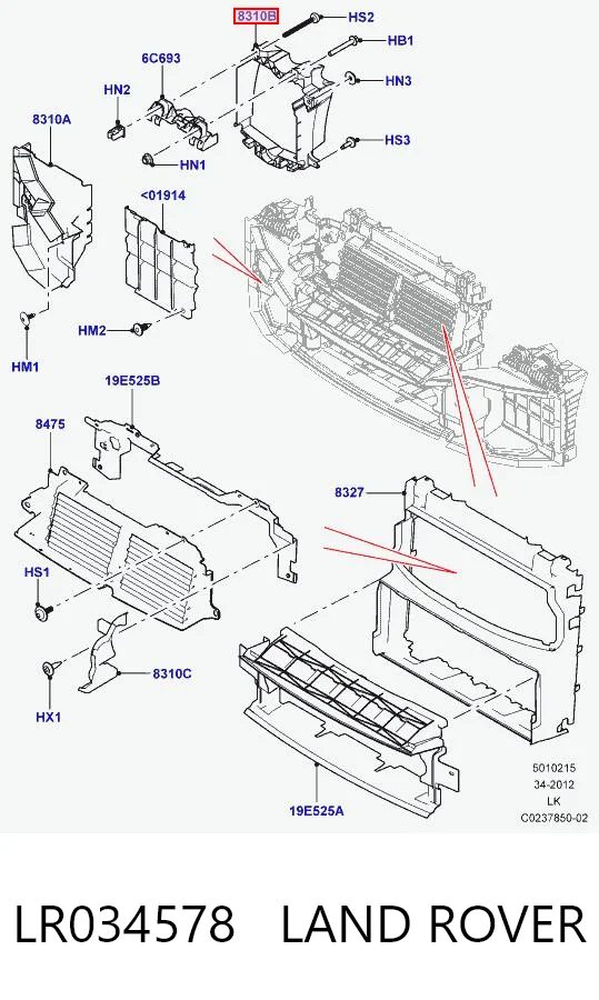 LR034578 Land Rover Воздуховод (дефлектор) радиатора левый