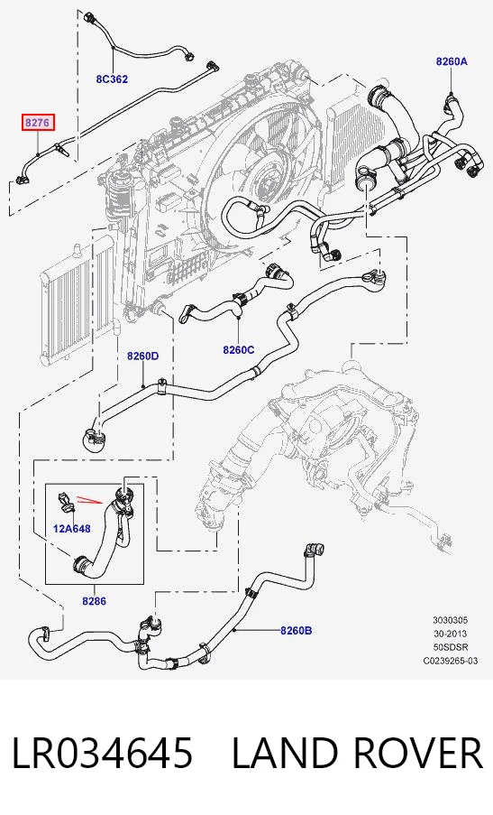LR034645 Land Rover Шланг термостата