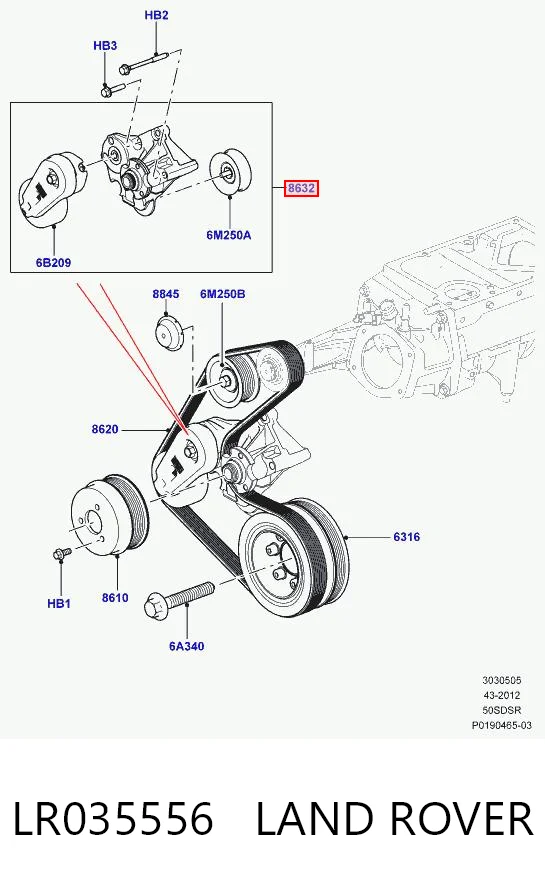 LR035556 Land Rover Натяжитель клинового ремня