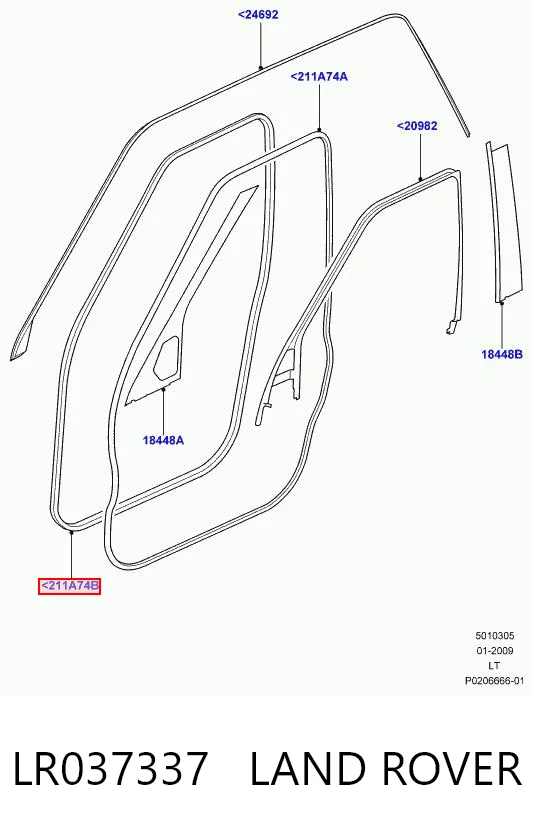 LR037337 Land Rover Уплотнитель двери передней (на кузове)