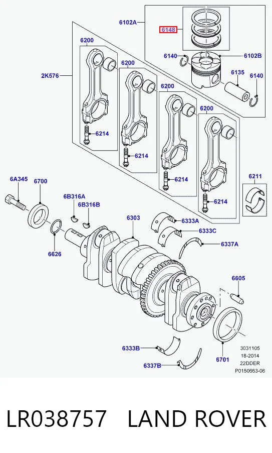 C2S52166 Jaguar Кольца поршневые компрессора, на 1 цилиндр, STD