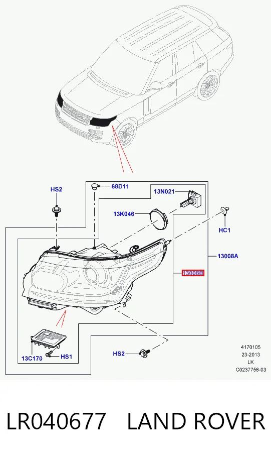 Фара передняя правая на Land Rover Range Rover IV L405