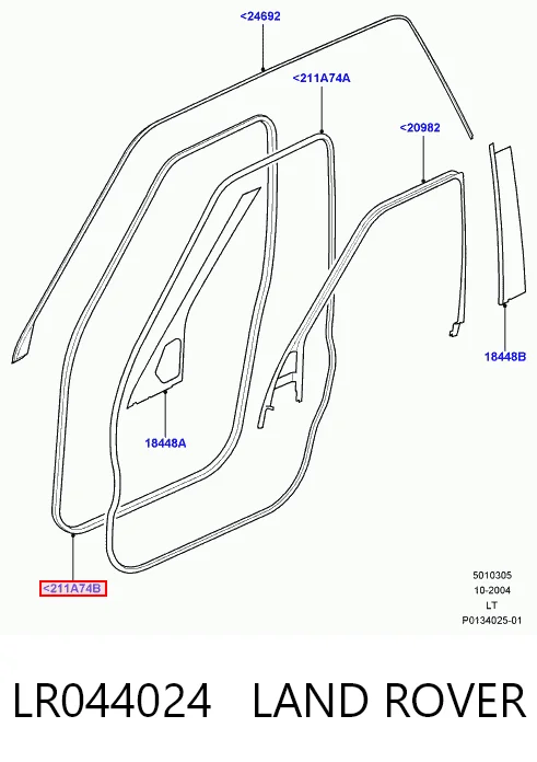 LR044024 Land Rover Уплотнитель двери передней (на кузове)