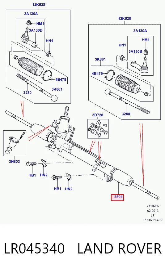 Рулевая рейка 6H123K748FA Land Rover