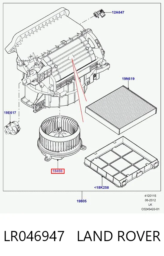 LR046947 Land Rover Электромотор печки