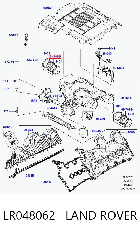 Патрубок воздушного фильтра на Land Rover Range Rover IV L405