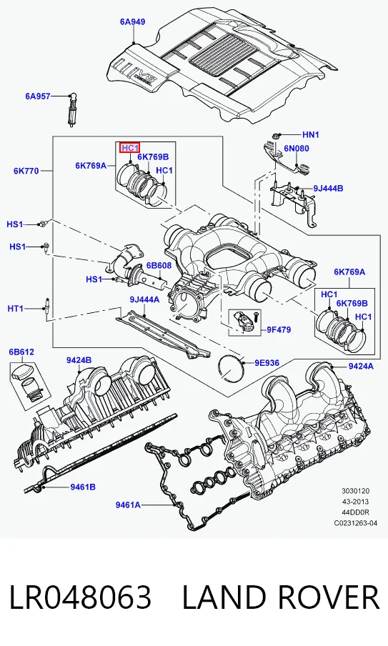 Гофра воздушного фильтра Land Rover Range Rover IV внедорожник (L405) (2012 - 2021) цена, от 51.72 USD