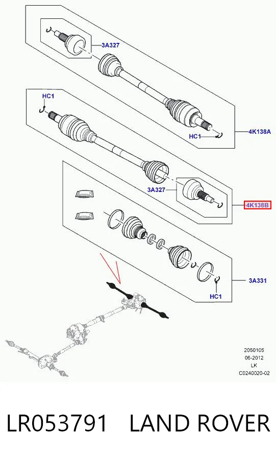 Купить CPLA4K139CB Land Rover Полуось задняя левая