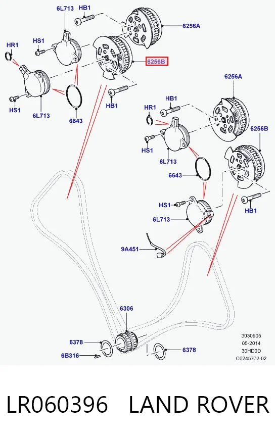 LR060396 Land Rover Звездочка-шестерня распредвала двигателя, выпускного