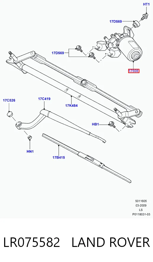 Купить 6H2217508BB Land Rover Мотор стеклоочестителя