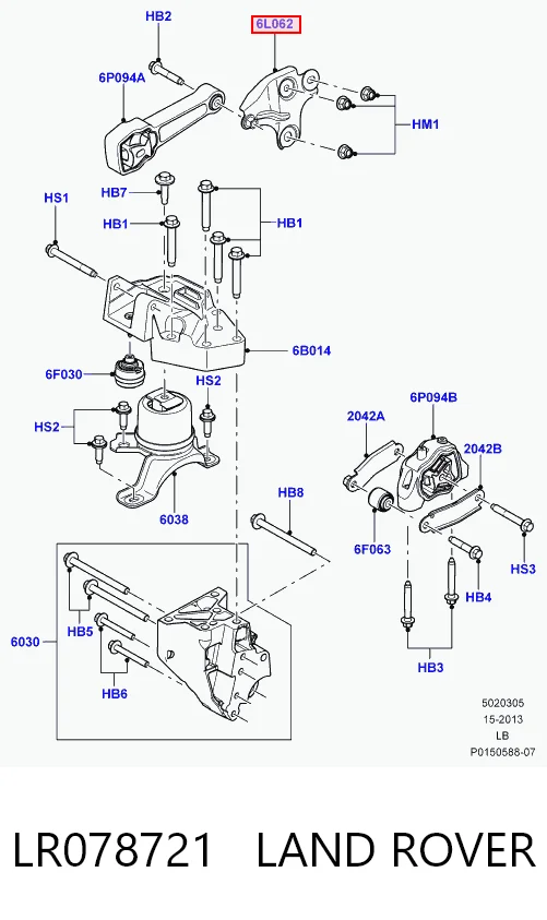 Кронштейн подушки (опоры) двигателя правой Land Rover BJ326L062AA цена, от 6.33 USD