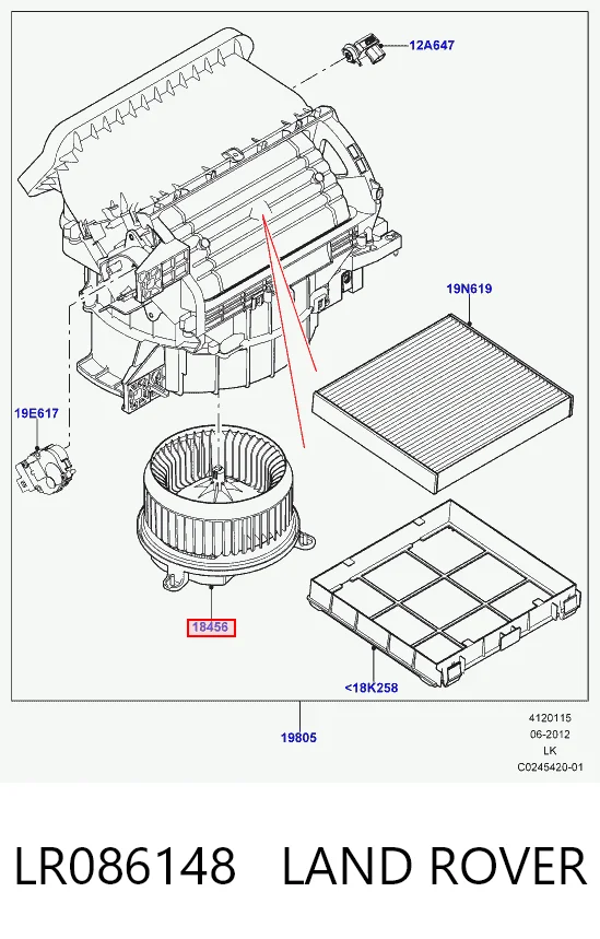 LR086148 Land Rover Электромотор печки