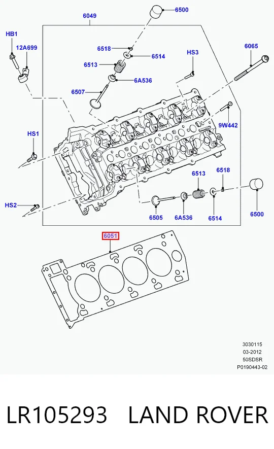 LR105293 Land Rover Левая прокладка головки блока цилиндров 