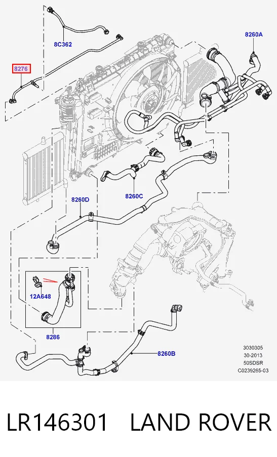 LR146301 Land Rover Шланг термостата