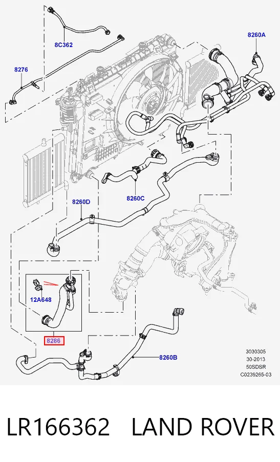 LR166362 Land Rover Патрубок радиатора охлаждения нижний
