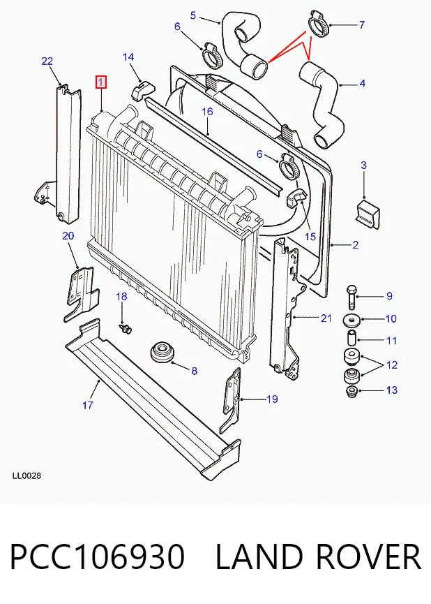 Радиатор основной на Land Rover Range Rover II LP, P38A