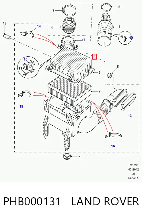 Корпус воздушного фильтра Land Rover Discovery 2 LJ ,LT