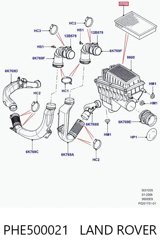 Купить 9581101300 Porsche Автомобильный фильтр воздуха
