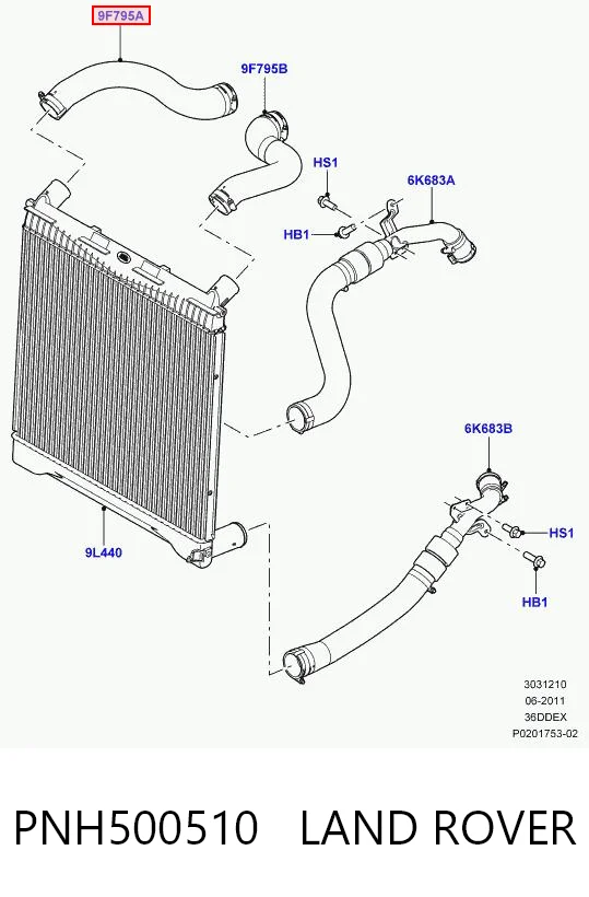 PNH500510 Land Rover Патрубок интеркуллера
