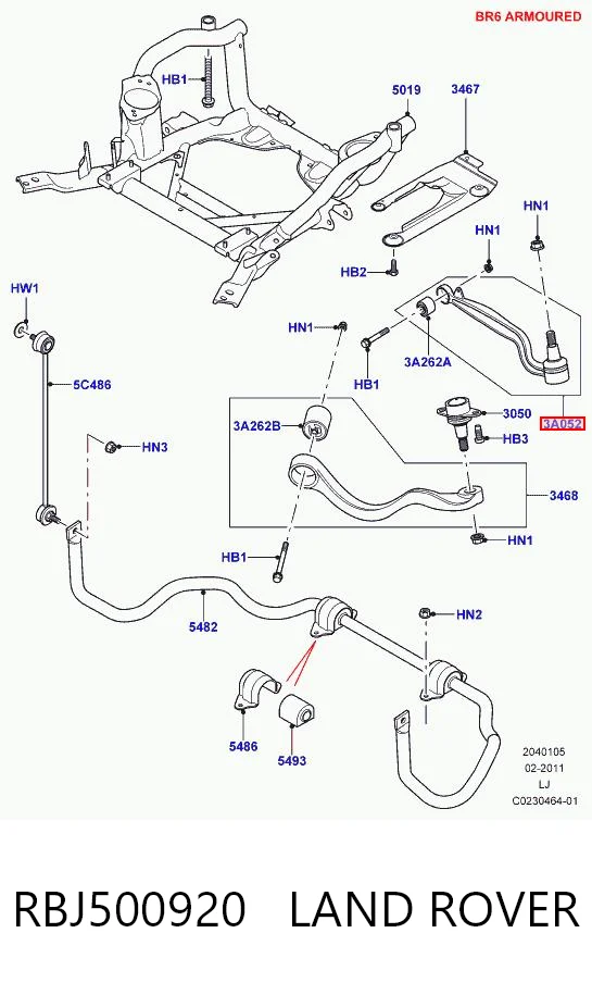 RBJ500920 Land Rover Рычаг передней подвески нижний, левый/правый
