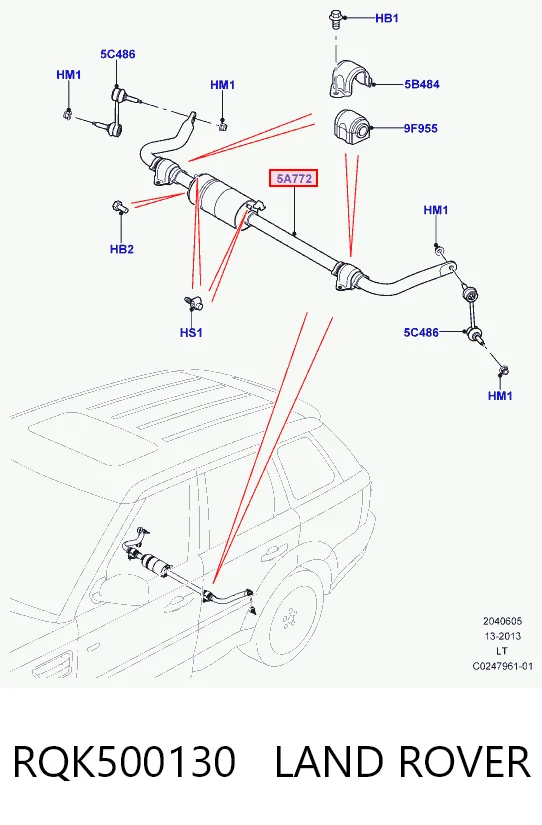 Стабилизатор задней балки на Land Rover Range Rover SPORT I L320