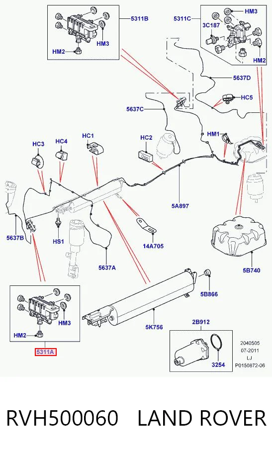 RVH500060 Land Rover Блок клапанов регулируемой подвески передний