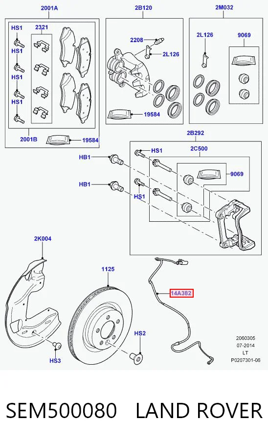 SEM500080 Land Rover Датчик износа тормозных колодок