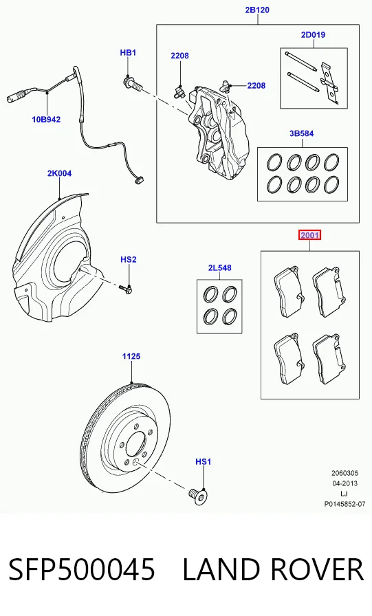 SFP500045 Land Rover Колодки передние