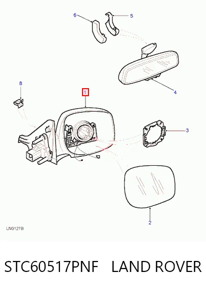 Левое боковое зеркало на Land Rover Range Rover II LP, P38A
