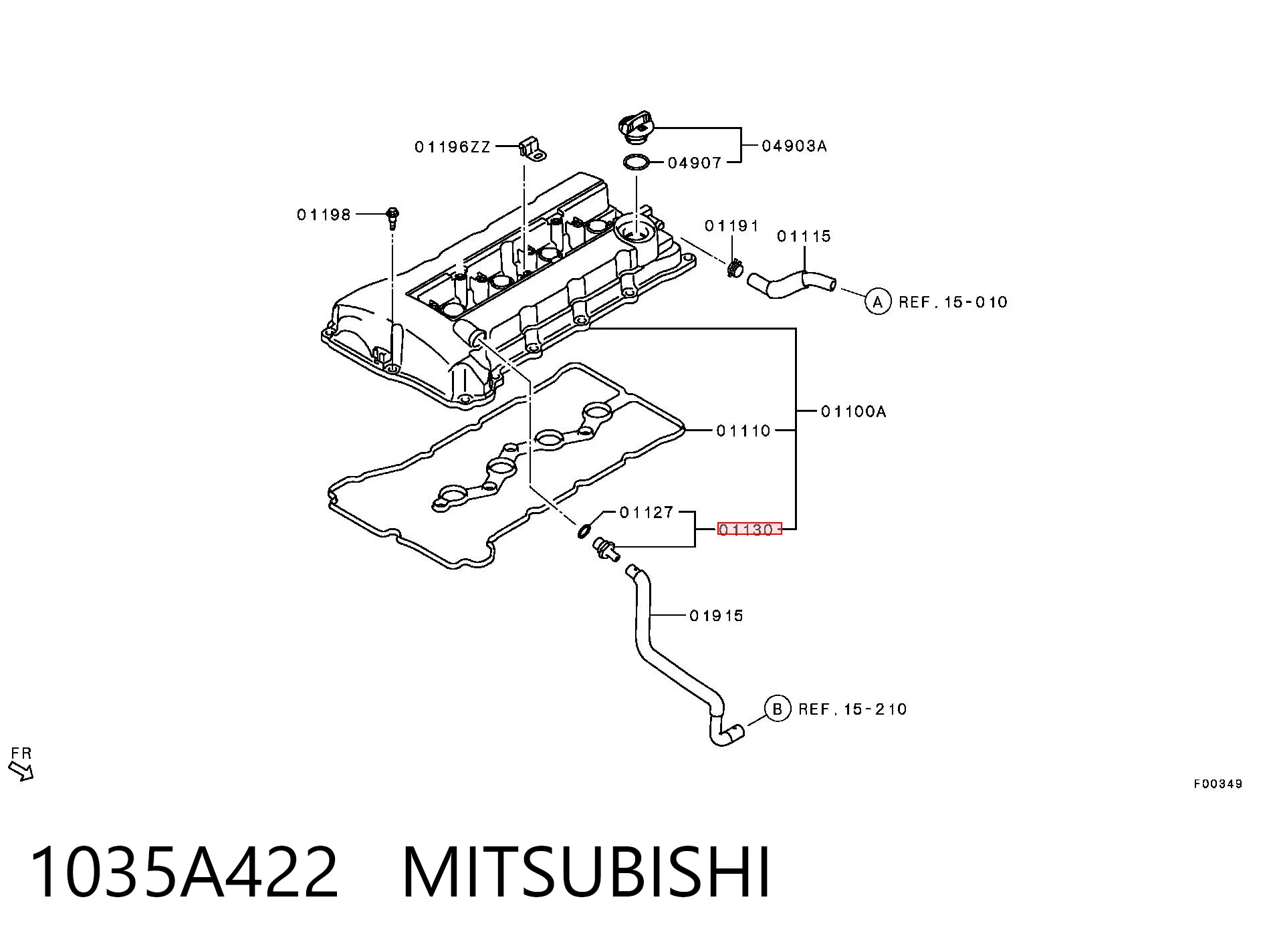 1035A422 Mitsubishi Клапан PCV вентиляции картера