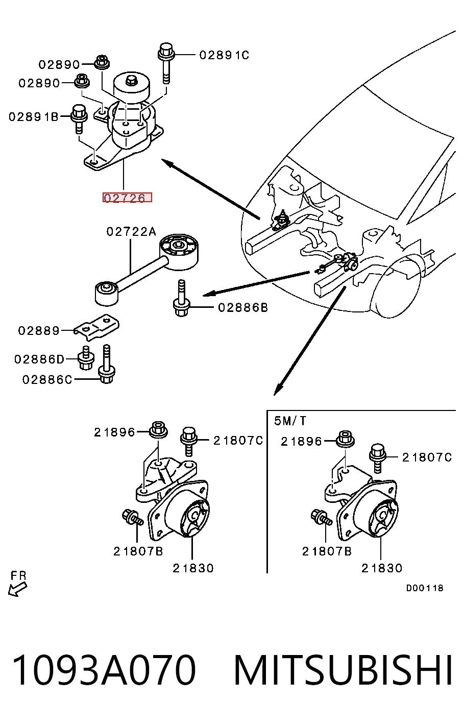  Правая подушка двигателя Mitsubishi Colt 6