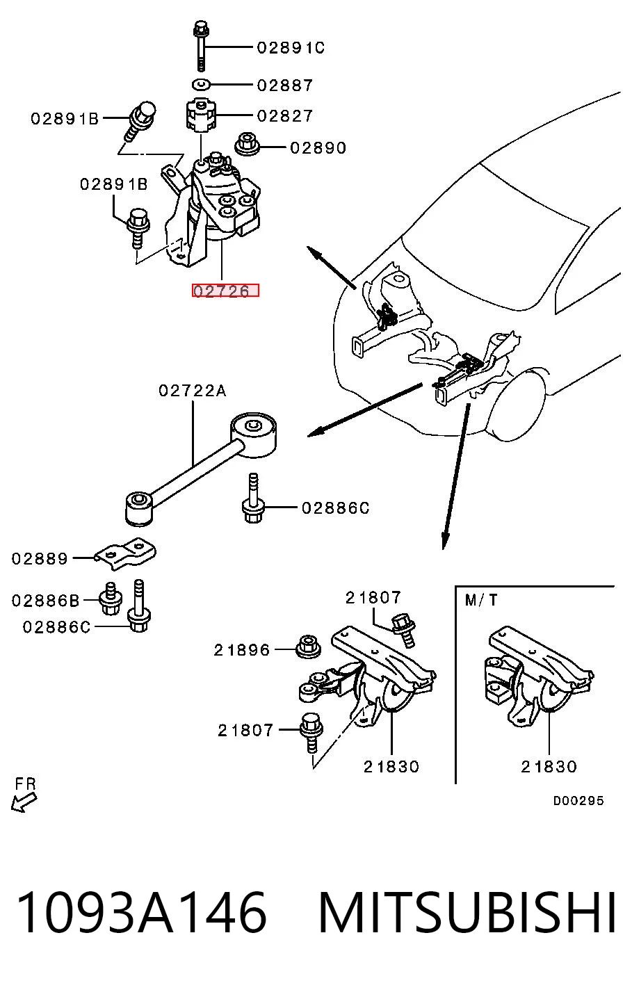 1093A146 Mitsubishi Правая подушка двигателя