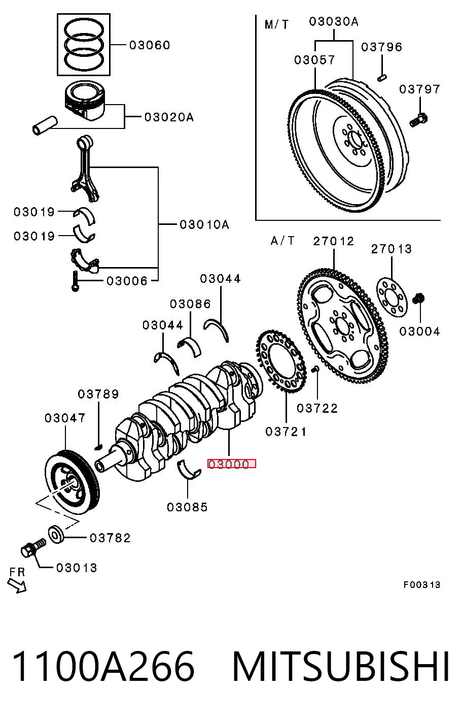 1100A266 Mitsubishi Коленвал двигателя