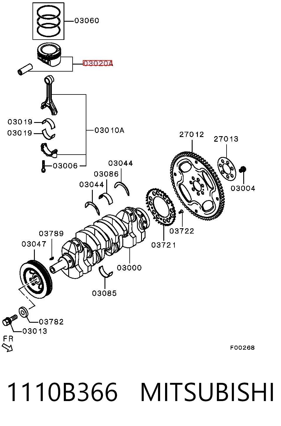Поршень в сборе Mitsubishi Outlander II XL внедорожник (CWW) (2005 - 2012) цена, от 51.21 USD