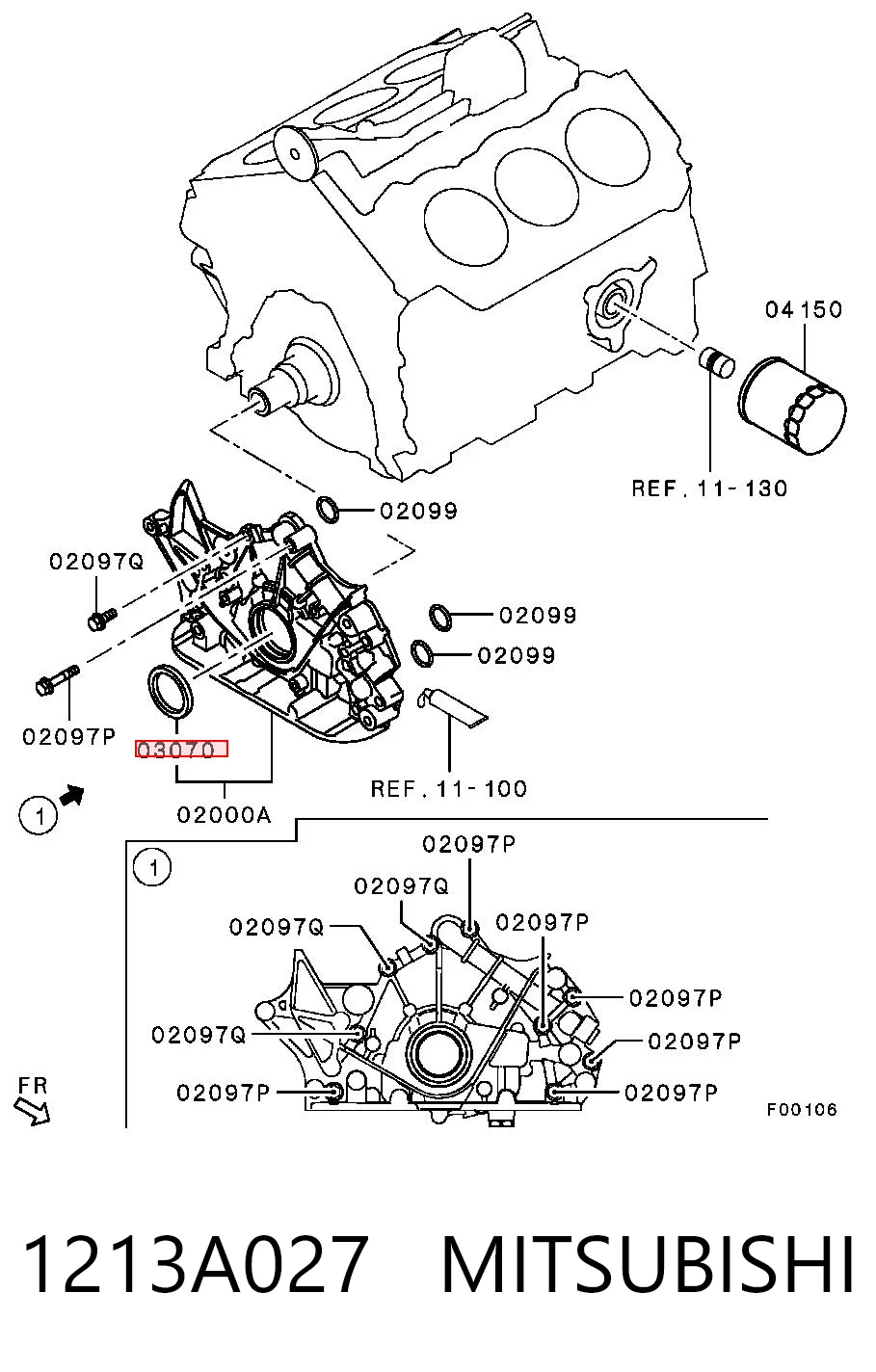 1213A027 Chrysler Сальник коленвала двигателя, передний