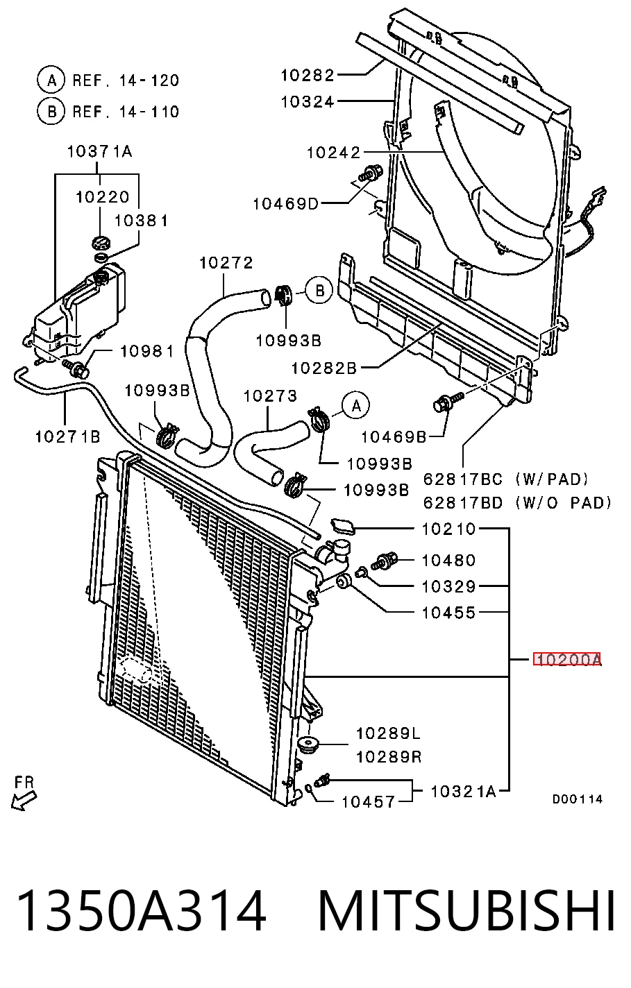1350A314 Mitsubishi Радиатор основной