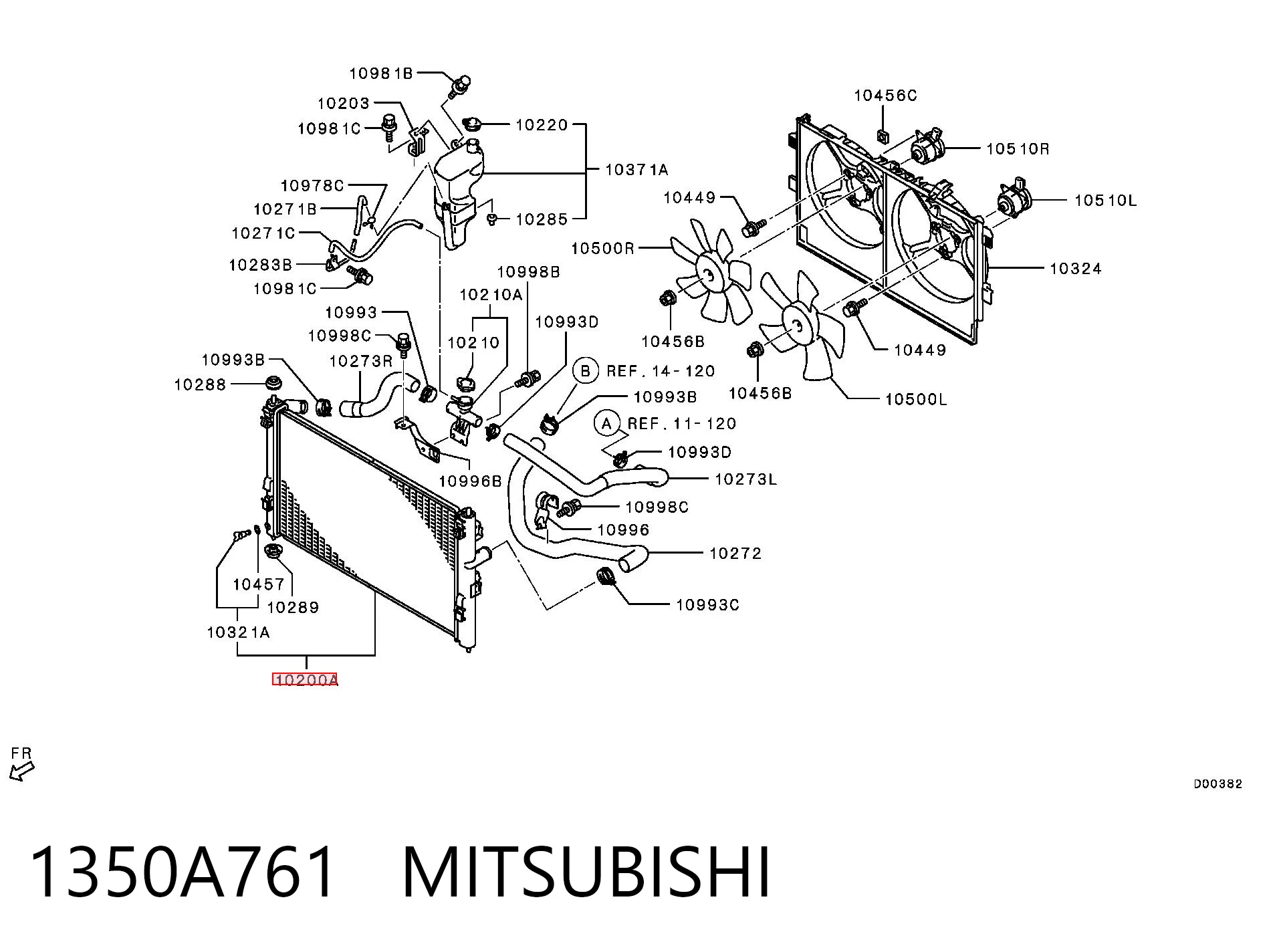1350A761 Mitsubishi Радиатор основной