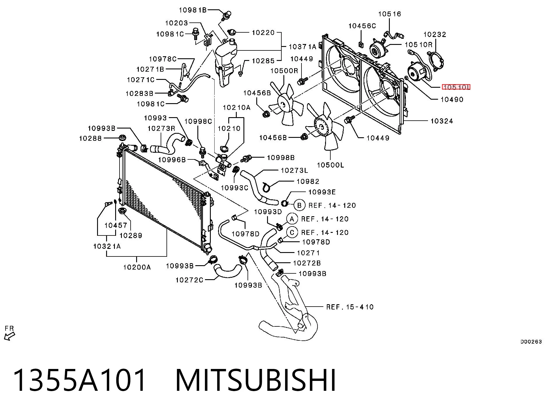1355A101 Mitsubishi Мотор вентилятора системы охлаждения левый