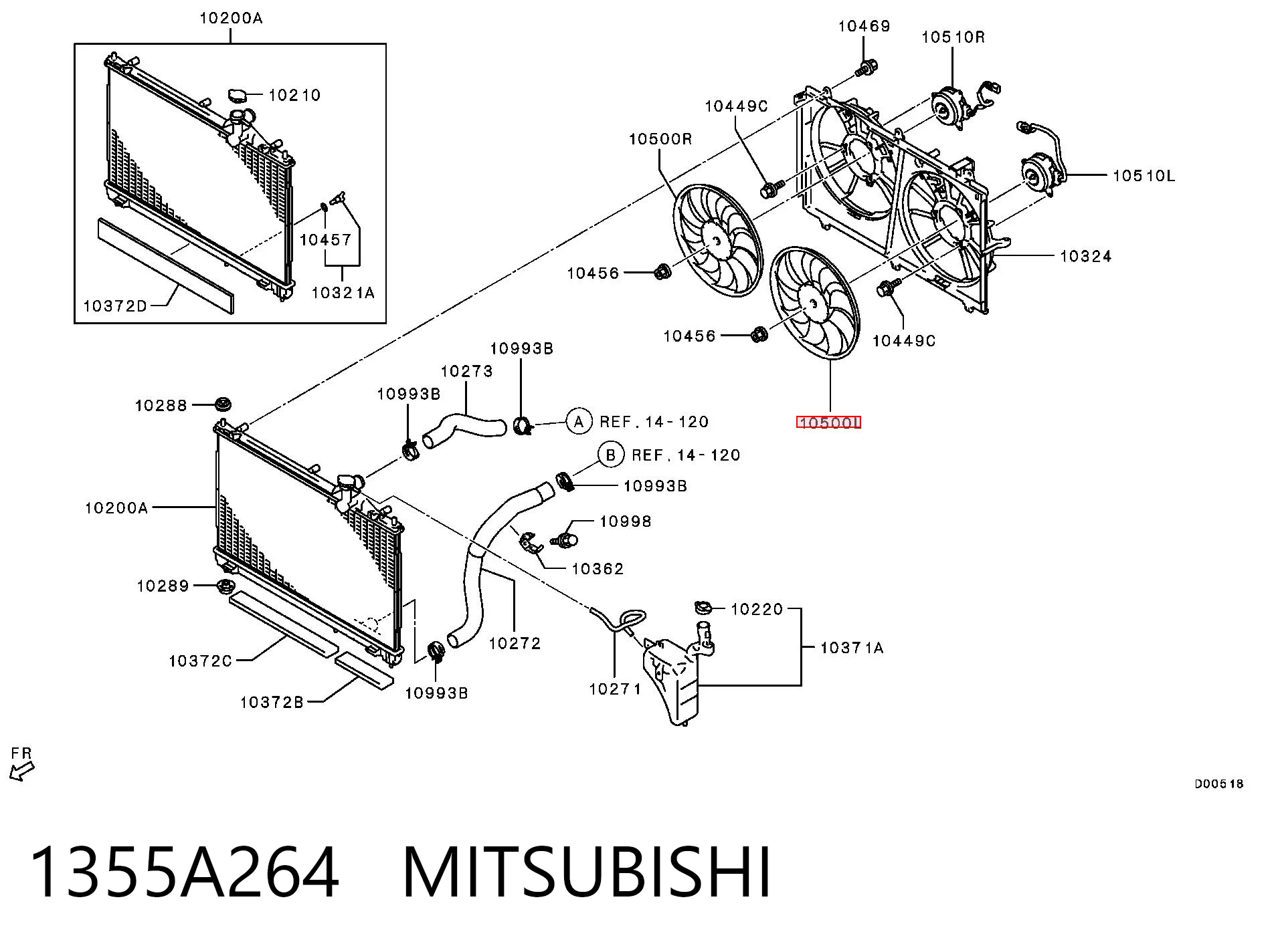 1355A264 Mitsubishi Вентилятор кондиционера, левый