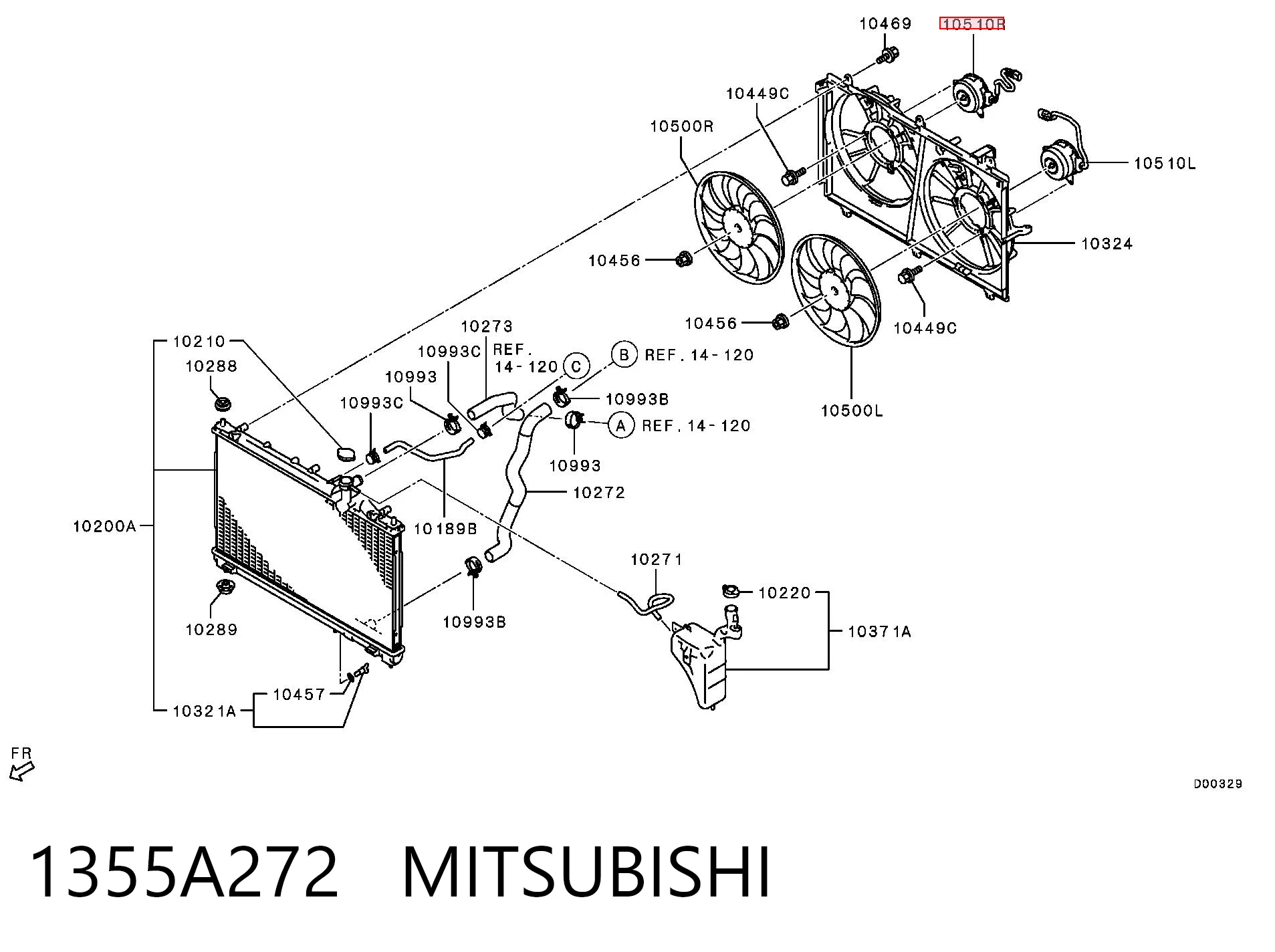 1355A272 Mitsubishi Мотор вентилятора системы охлаждения правый