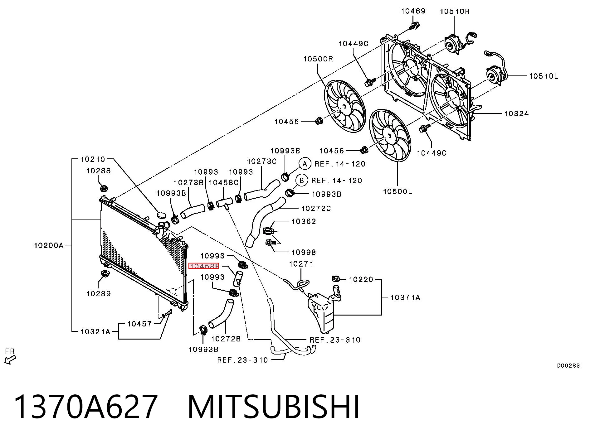 1370A627 Mitsubishi Тройник системы охлаждения