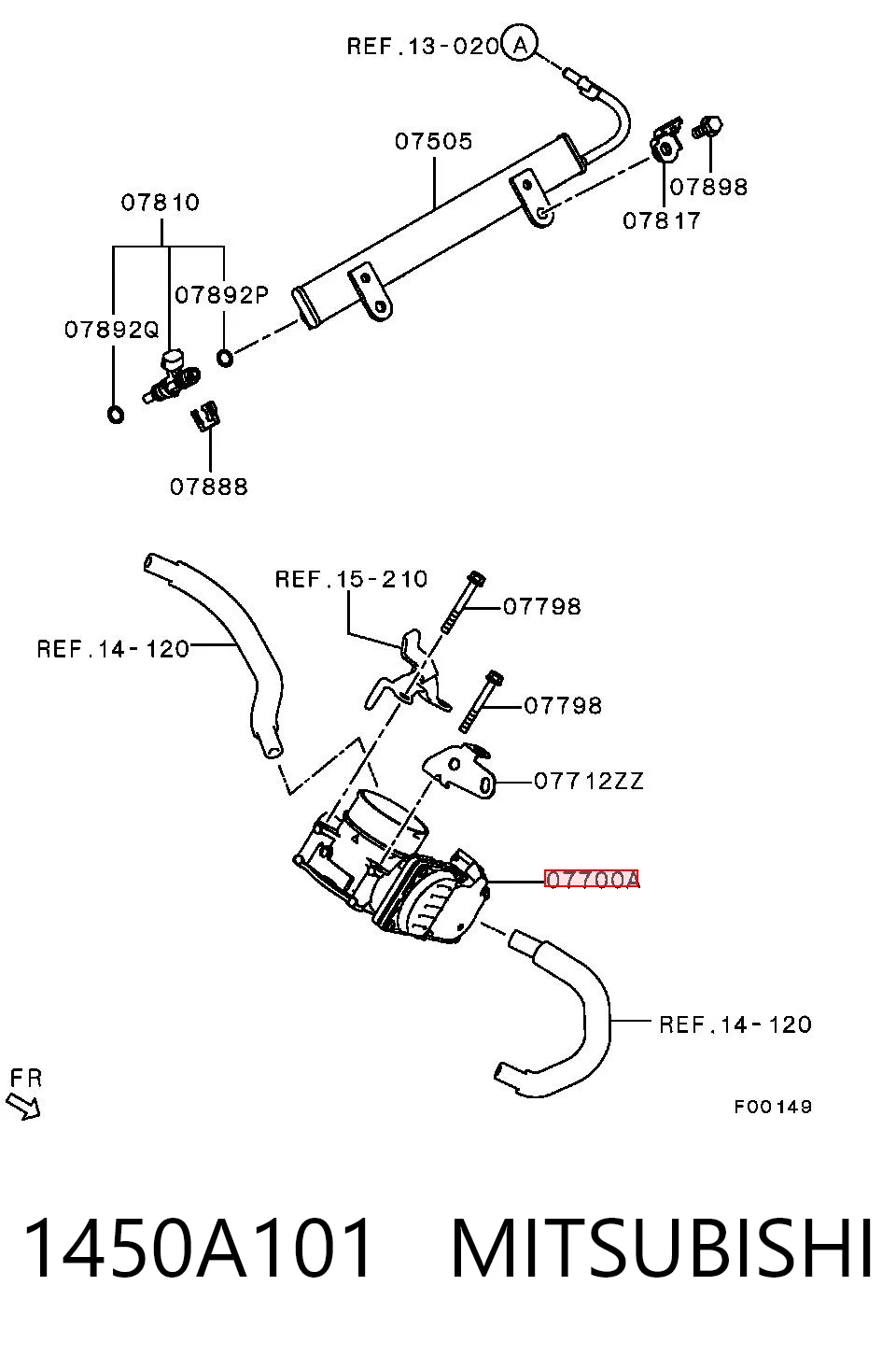 1450A101 Mitsubishi Дроссельная заслонка