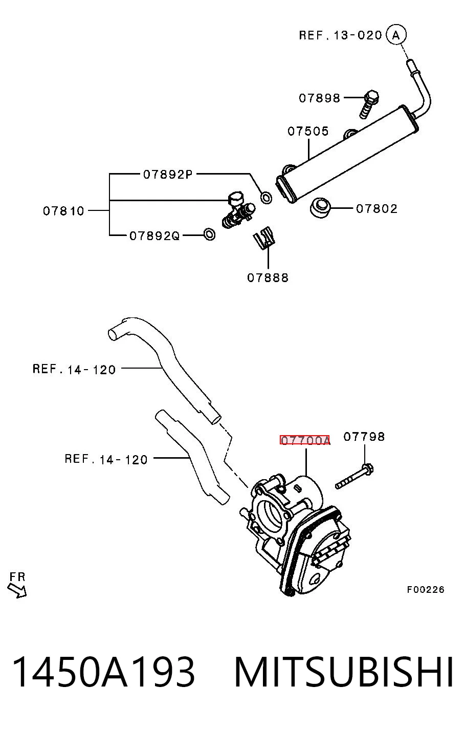 1450A193 Mitsubishi Дроссельная заслонка