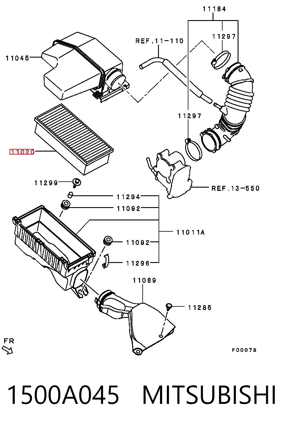 Фильтр воздушный MITSUBISHI 1500A045
