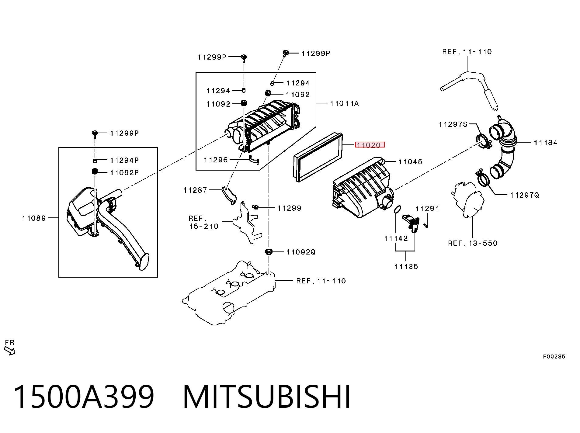 1500A399 Mitsubishi Воздушный фильтр двигателя