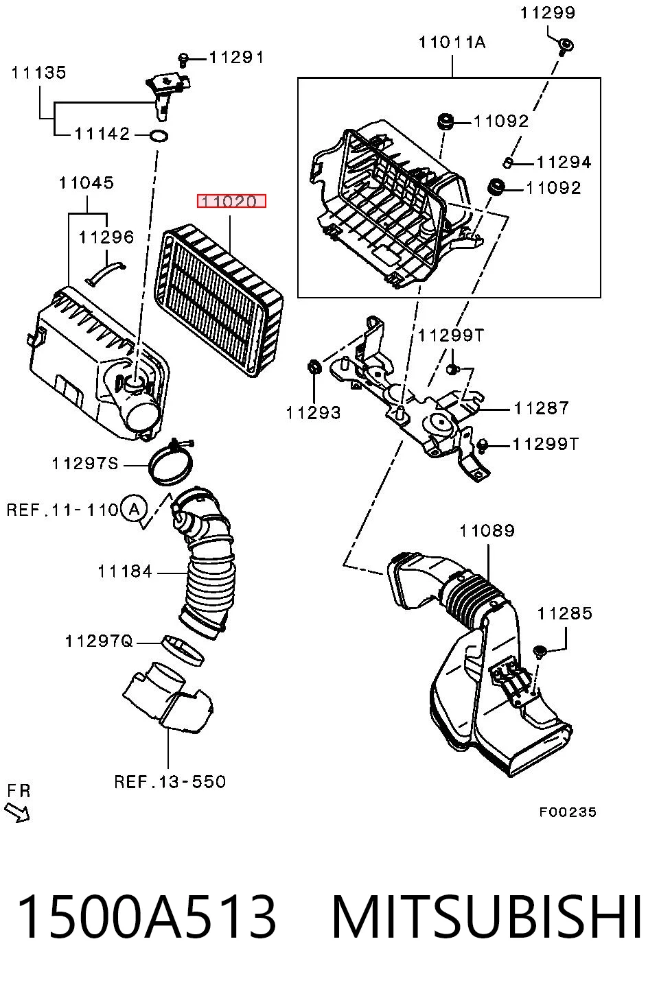 1500A513 Mitsubishi Воздушный фильтр двигателя