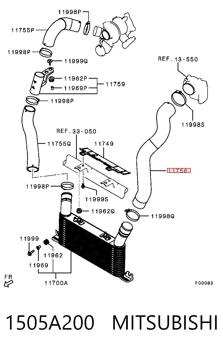 1505A200 Mitsubishi Патрубок интеркуллера