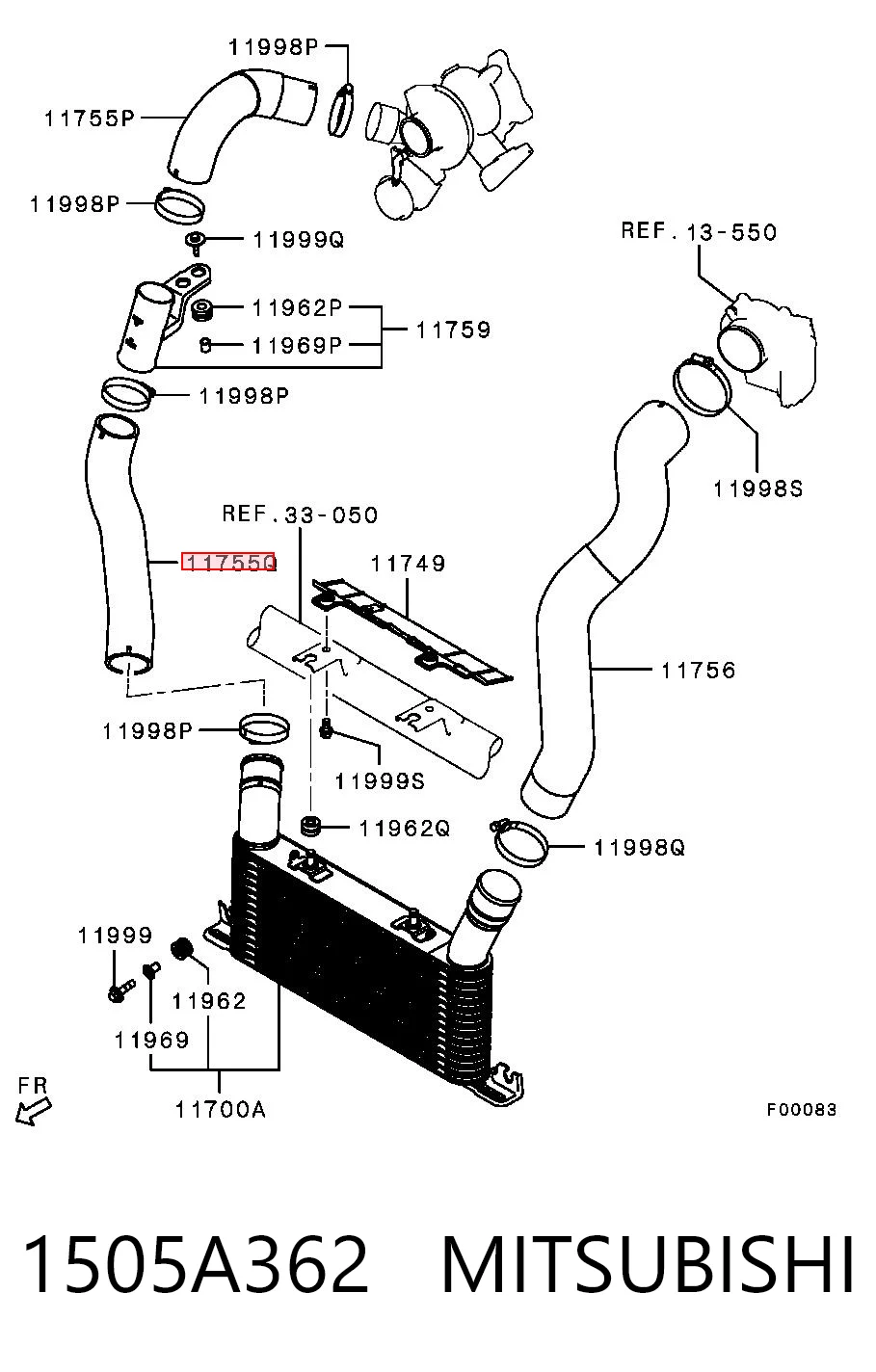 1505A362 Mitsubishi Патрубок интеркуллера