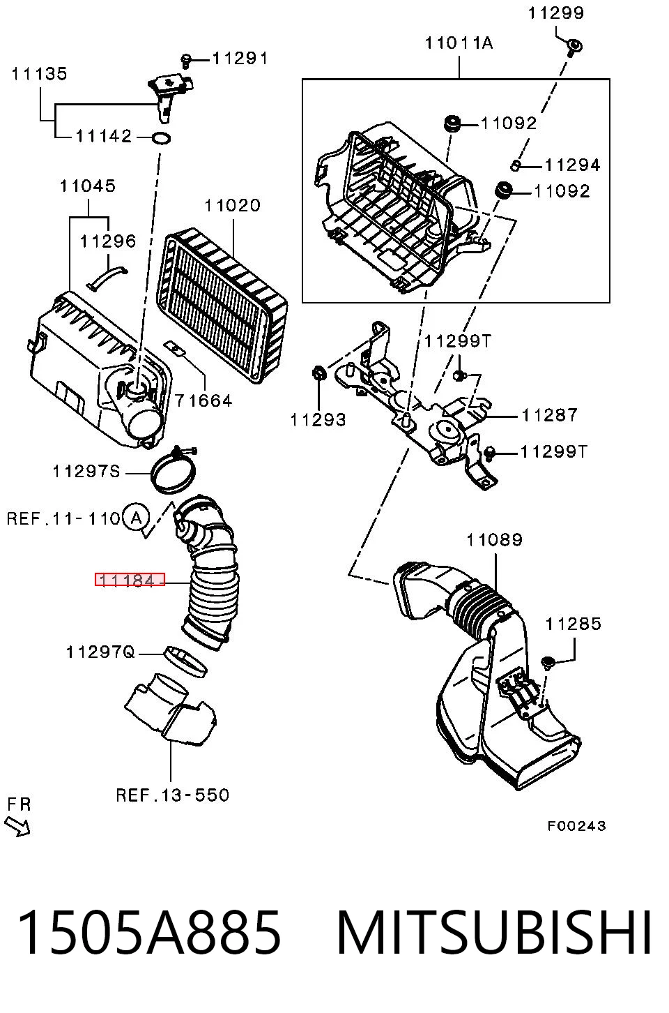 1505A885 Mitsubishi Патрубок дроссельный